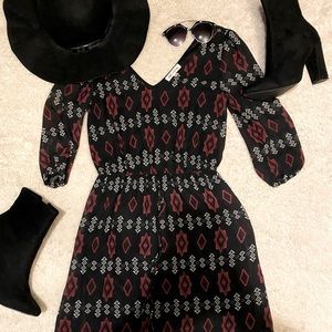 Aztec patterned chiffon shift dress size small